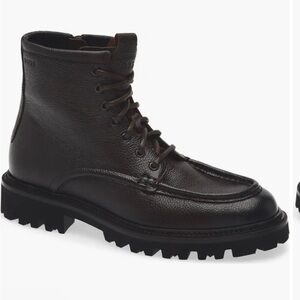 BOSS Julio Lugged Moc Toe Leather Boot (Men) brown leather size45 US 12